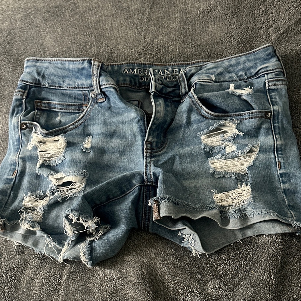 Abercrombie & Fitch Ripped Blue Jean Shorts